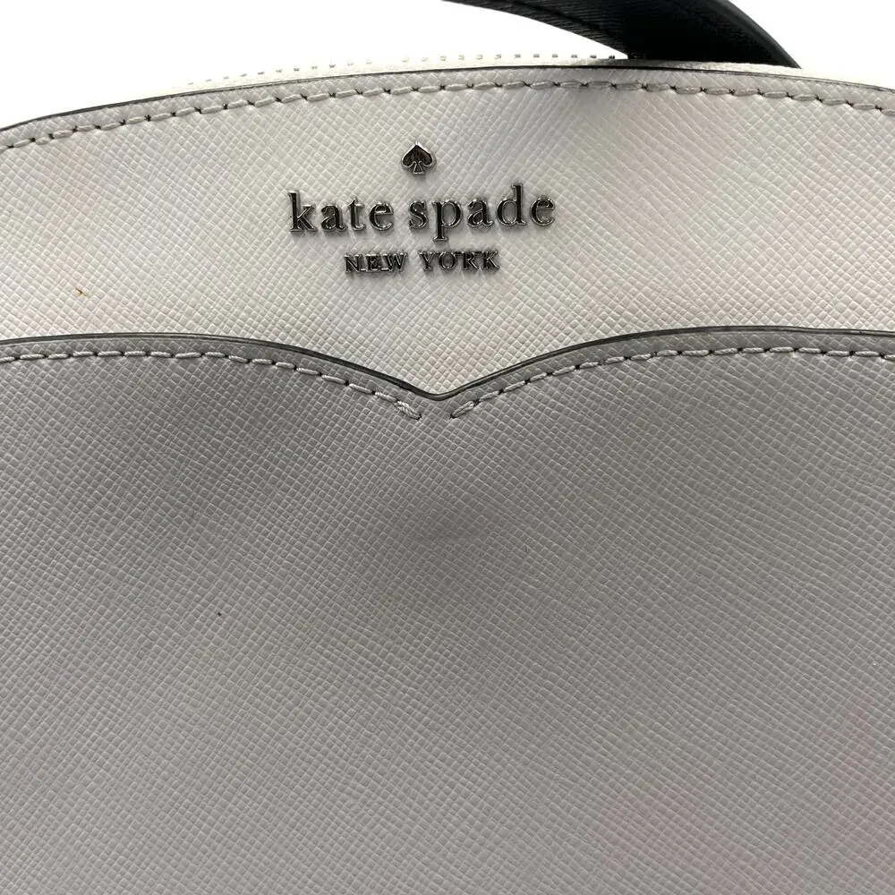 Kate Spade Payton Dome Saffiano Leather Crossbody Bag Gray White
